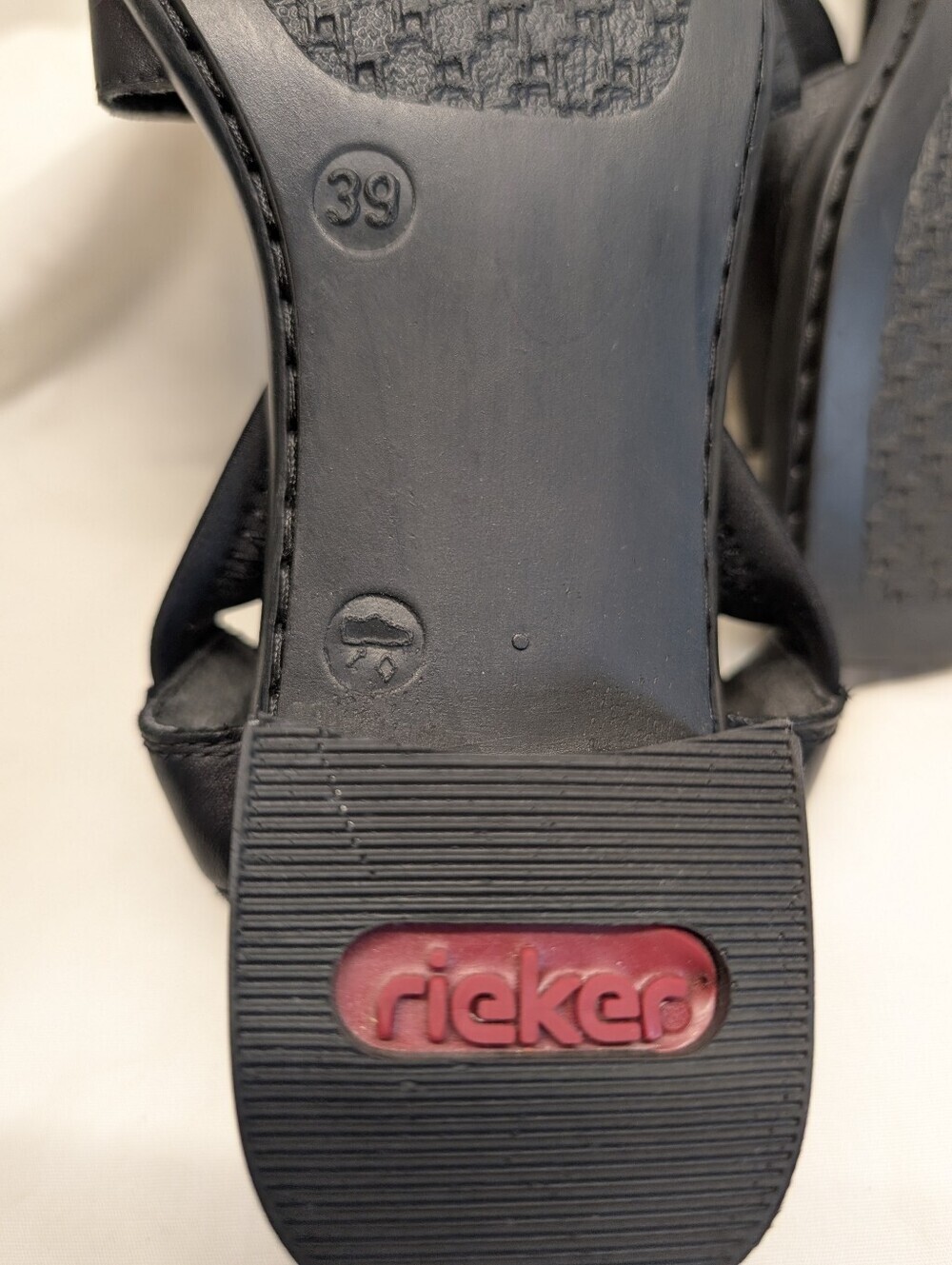Rieker Black Leather Slingback Block Heel Sandals 62662 Size 8 1/2 US/39EU NWOB - Picture 7 of 8